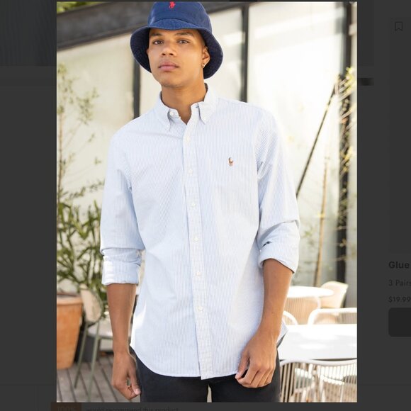 Ralph Lauren  Classic blue white button down shirt 🤩 L/XL - Picture 1 of 4